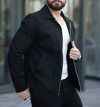 Relax Fit Siyah Keten Ceket