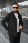 Siyah Su İtici Teknik Kumaş Yağmurluk/Rüzgarlık Ceket