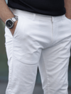 Slim Fit Chino Keten Beyaz Pantolon