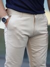 Slim Fit Chino Keten Krem Pantolon