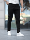 Slim Fit Chino Keten Siyah Pantolon