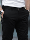 Slim Fit Chino Keten Siyah Pantolon
