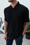 Ultra Hafif Polo Yakalı Siyah T-Shirt -Fresh Tiril Tiril