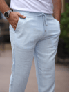 Yazlık İnce Keten Jogger Bebe Mavisi Pantolon