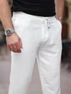 Yazlık İnce Keten Jogger Ekru Pantolon