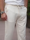 Yazlık İnce Keten Jogger Krem Pantolon
