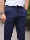 Yazlık İnce Keten Jogger Lacivert Pantolon