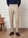 Yeni Premium Pileli Old Money Kumaş Krem Pantolon