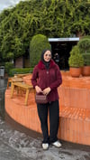 Angora Yumuşak Dokulu Kürk Yaka Ceket Bordo