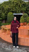Angora Yumuşak Dokulu Kürk Yaka Ceket Bordo