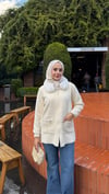 Angora Yumuşak Dokulu Kürk Yaka Ceket Krem