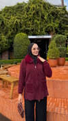 Angora Yumuşak Dokulu Kürk Yaka Ceket Bordo