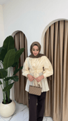 Belden Bağlamalı Pat Fırfırlı Gömlek | Sarı