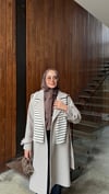 Kuşaklı Kruvaze Kaşe Kaban – Bej