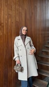 Kuşaklı Kruvaze Kaşe Kaban – Bej