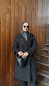 Kuşaklı Kruvaze Kaşe Kaban – Siyah