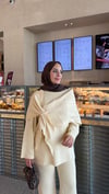Şal Detaylı Triko Pantolon Takım
