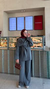 Şal Detaylı Triko Pantolon Takım