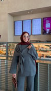 Şal Detaylı Triko Pantolon Takım