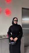 Sopia Belden Kuşaklı Triko Elbise  Siyah