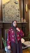 Taş İşlemeli Kısa Bomber Ceket Bordo 