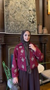 Taş İşlemeli Kısa Bomber Ceket Bordo 