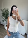 Asimetrik Kesim Fular Detaylı Bluz Beyaz