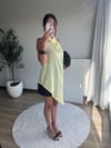 Asimetrik Kesim Saten Bluz Sarı