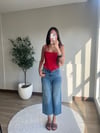 Askıları Bağlama Detaylı Kırmızı Bluz