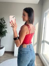 Askıları Bağlama Detaylı Kırmızı Bluz