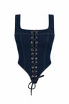 Bağcık Detaylı Denim Korse Bluz
