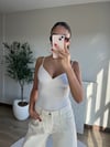 Balenli Askılı Bluz Beyaz
