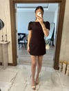 Balon Kol Şortlu Mini Elbise Kahverengi