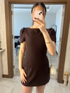 Balon Kol Şortlu Mini Elbise Kahverengi