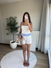 Beyaz Yüksek Bel Denim Şort