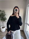 Bir Omzu Düşük Basic Triko Kazak Siyah
