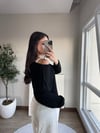 Bir Omzu Düşük Basic Triko Kazak Siyah