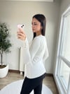 Bisiklet Yaka Kolu Drapeli Bluz Ekru