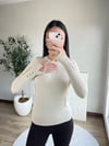 Bisiklet Yaka Kolu Drapeli Bluz Taş Rengi
