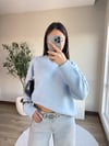 Bisiklet Yaka Yumuşak Dokulu Kazak Mavi