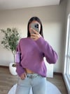 Bisiklet Yaka Yumuşak Dokulu Kazak Mor
