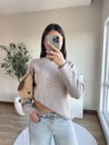 Bisiklet Yaka Yumuşak Dokulu Kazak Taş Rengi