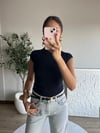 Boğazlı Triko Bluz Lacivert