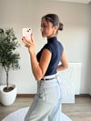 Boğazlı Triko Bluz Lacivert