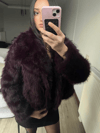 Bordo Oversize Kalıp Kürk Mont
