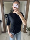 Büzgü Detaylı Basic Tişört Siyah