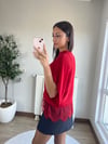 Dantel Detaylı Triko Bluz Kırmızı