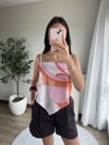 Desenli Askılı Saten Bluz