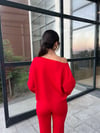 Düşük Omuz Oversize Takım Kırmızı