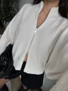 Fermuar Detaylı Triko Bluz Ekru